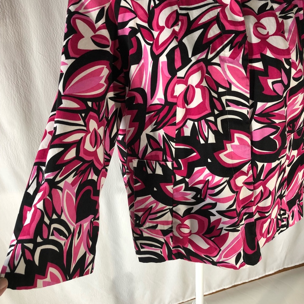 Laura Ashley Pink/Black/White Print Swing Jacket - Picture 2 of 8
